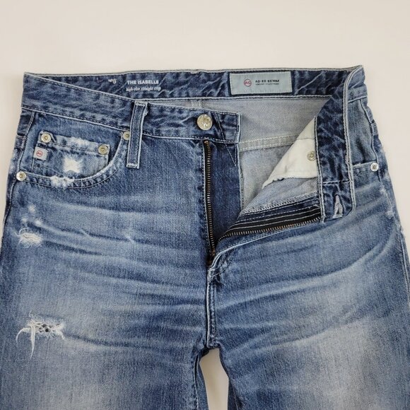 AG Isabelle High Rise Straight Crop Distressed Torn Jean in Wind Worn - Picture 7 of 9